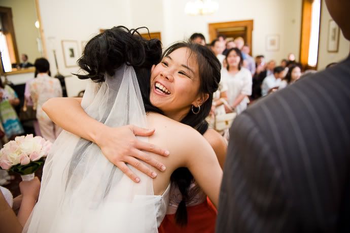 wedding ceremony hug