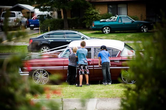 bridal car wedding kids neighbour