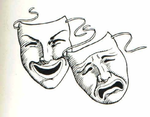  masks clearone is frowning,dispair..and the other joyous and 