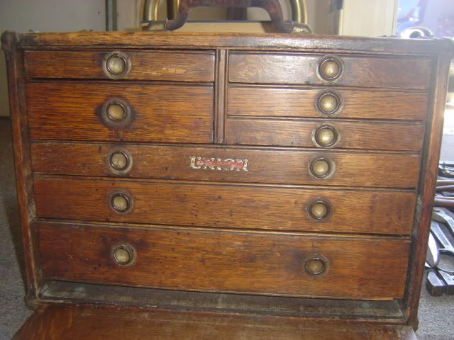 Vintage Union Tool Chest Wood Machinist's Chest With Eight Drawers