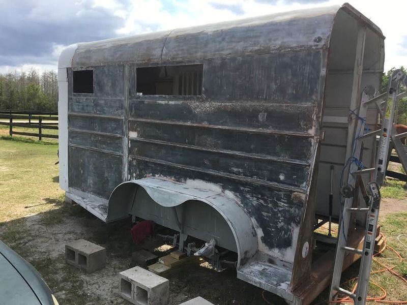 Stripped horse trailer