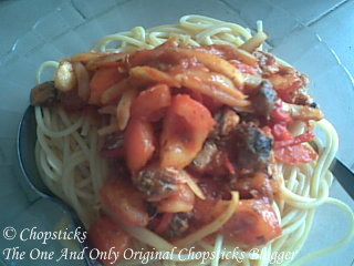 Spaghetti with Sardine and Sliced Chili