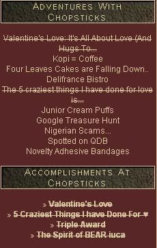 Chopsticks Acomplishments