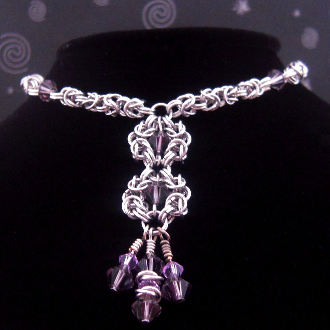 Purple Crystal Romanov Chainmaille Necklace