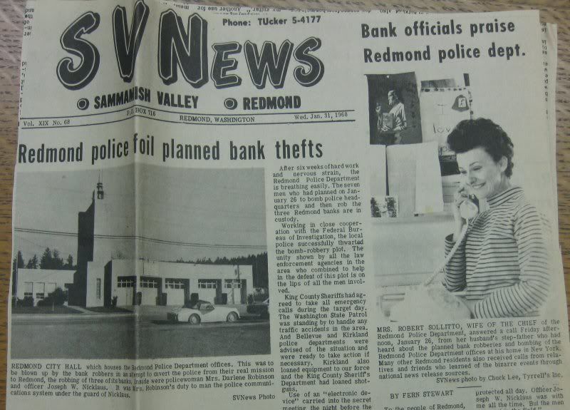 Sammamish Valley News front page, January 31st, 1968