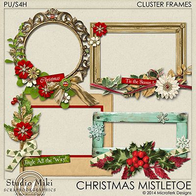 Christmas Mistletoe Clustered Frames