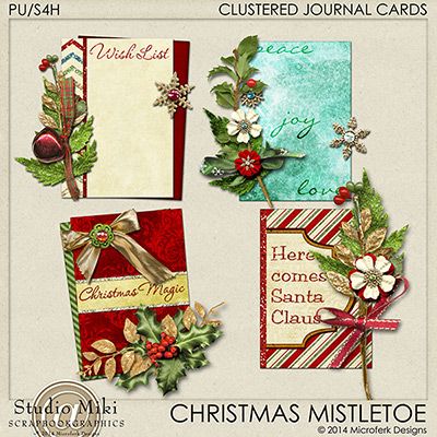 Christmas Mistletoe Clustered Journal Cards