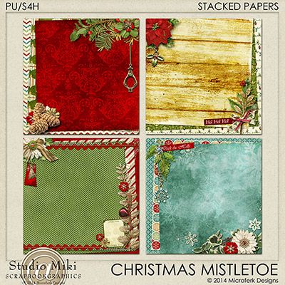 Christmas Mistletoe Stacked Papers