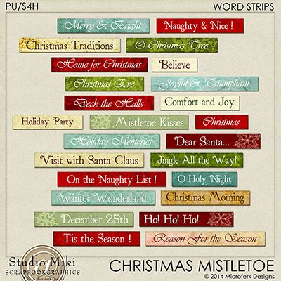 Christmas Mistletoe Word Strips
