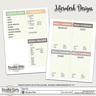 Get Fit Printable Sheets Journal Cards - large