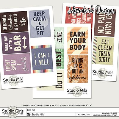 Get Fit Printable Sheets Journal Cards - small