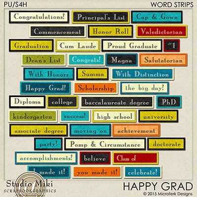 Happy Grad Word Strips