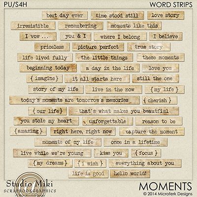 Moments Word Strips