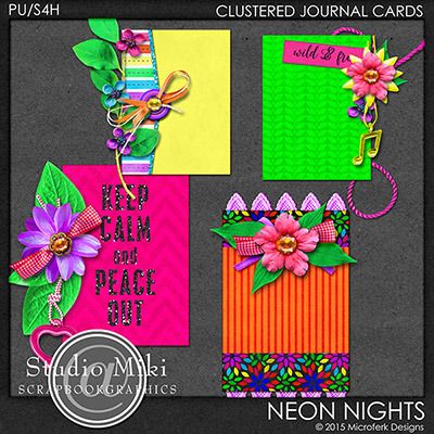 Neon Nights Clustered Journal Cards