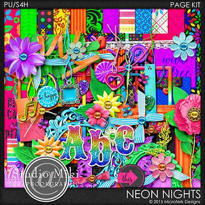 Neon Nights Page Kit