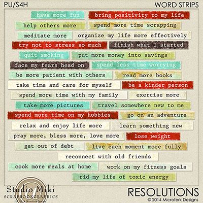 Resolutions Word Strips