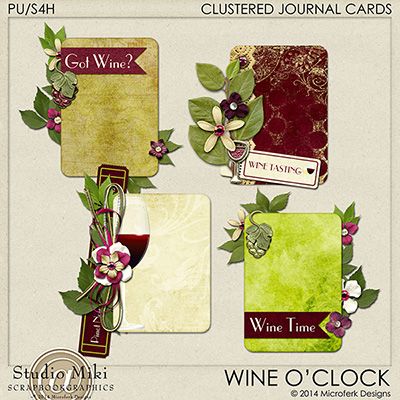 Wine O'Clock Clustered Journal Cards