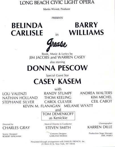 Belinda Carlisle in GREASE