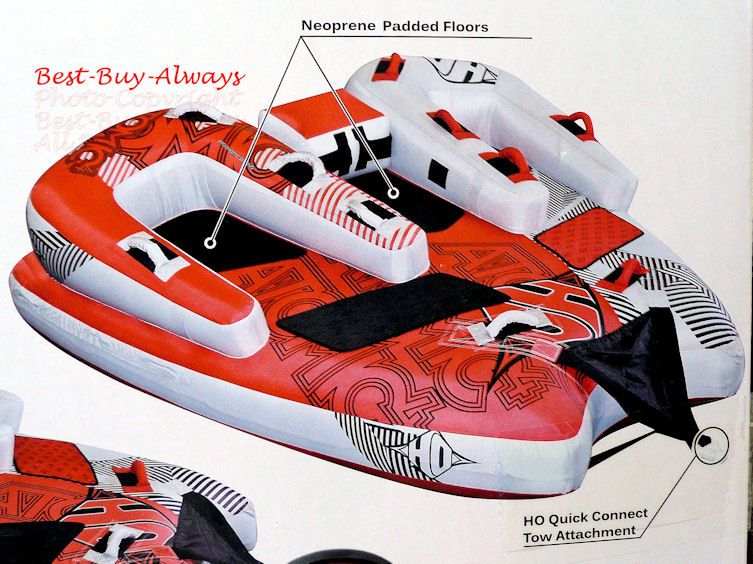 HO Sports Atomic Towable Boat Tube 1 2 3 4 Person Inflatable Ski Tow