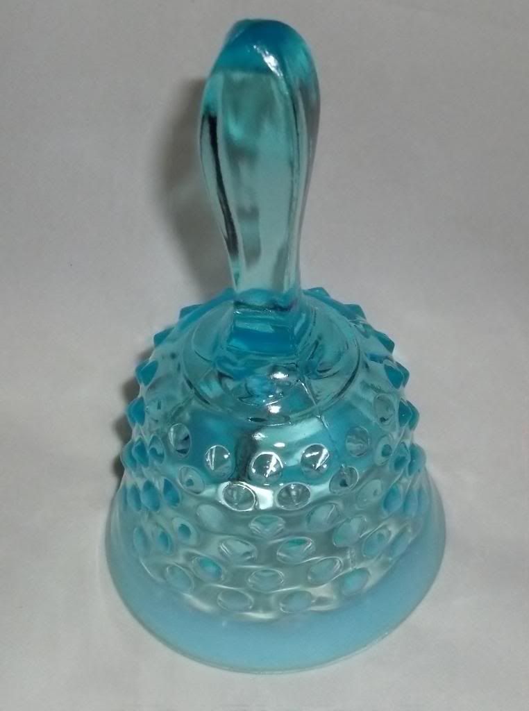 Fenton Art Glass Blue Opalescent Hobnail Bell Ebay 0872