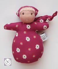 Waldorf Inspired Doll Mini Baby  Red with Daisies