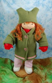 Waldorf inspired Doll Lea 16" made from all natural Materials with 9 piece wardrobe