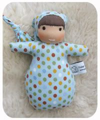 Doll Waldorf inspired Mini Baby Dots on Teal