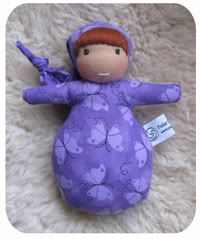Doll Waldorf inspired Mini Baby Purple Butterflies