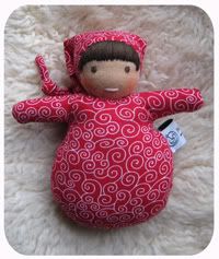 Doll Waldorf inspired Mini Red with Twirls