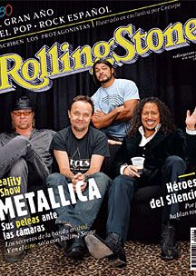 La portada de la Rolling de marzo. El de la derecha es Kirk Hammet, no el primo gitano de la Sole