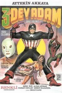 Carátula de '3 dev adam', aka 'Captain America & Santo vs. Spiderman'
