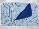 Introducing Wipes! Cute Blue Dots Cotton Flannel/Flannel Set of 6...FREE SHIPPING!