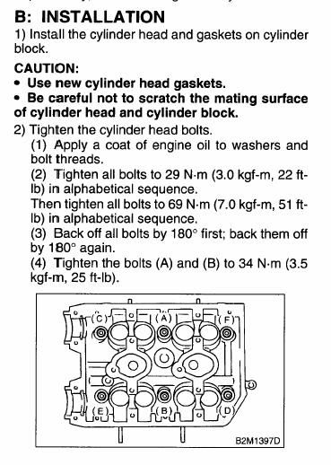 2010 Subaru Forester Head Bolt Torque Specs 3365