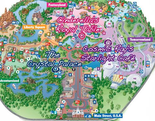 Magic Kingdom Restaurant Map. Cinderella's Royal Table
