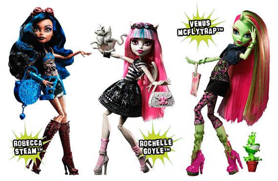 Monster High Robecca Steam, Rochelle Goyle, and Venus McFlytrap