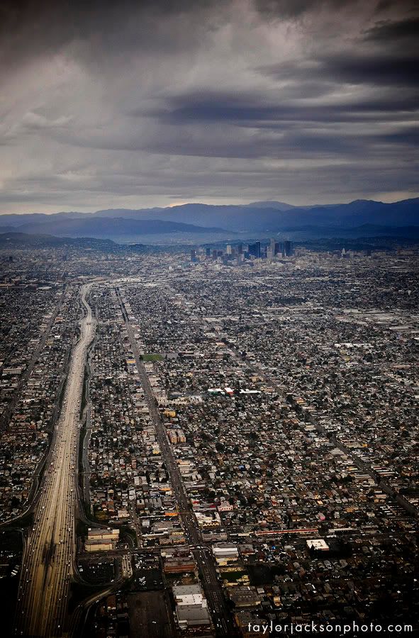 downtown L.A from the air