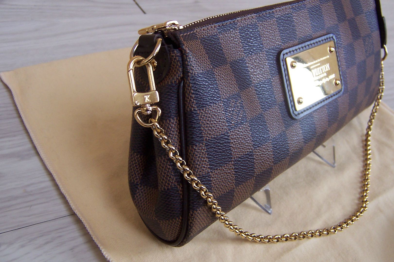 LOUIS VUITTON Damier Ebene EVA Clutch Shoulder Bag Purse Handbag Wristlet LV | eBay