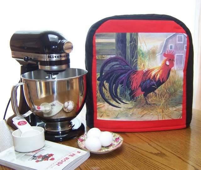 Kitchen Aid MIXER cover ROOSTER HEN BARN fabric 5 QT