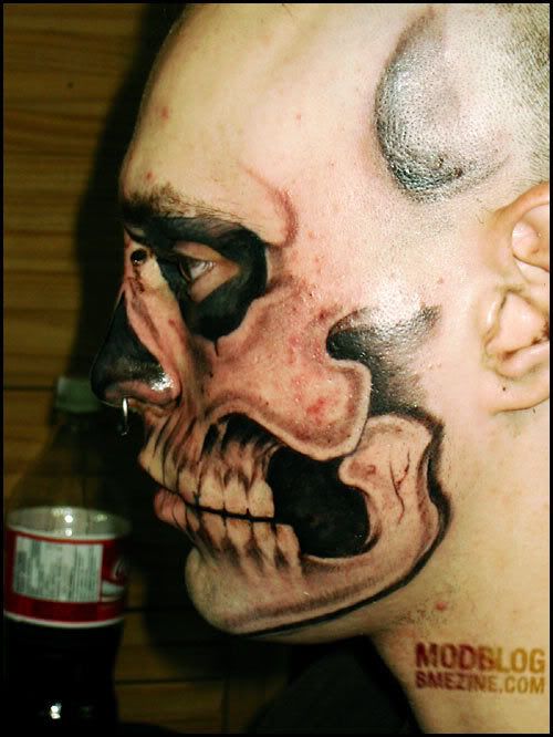 skull face tattoo. Skullface side view