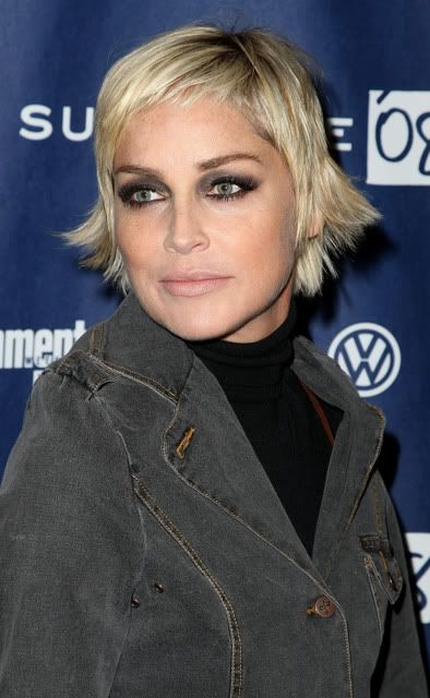 sharon stone hair. Sharon Stone short blonde