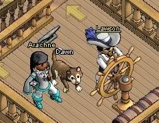 Ara, Lawson, and guard dog, Dawn