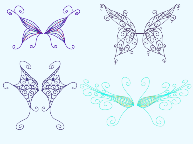 four wing designs by Kehle
