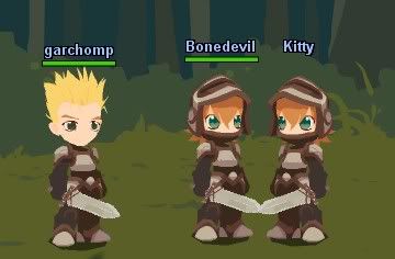 Garchomp, Bonedevil, and Kitty stuck in a forest.