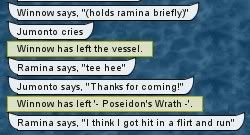 Jobber flirts with Rami as he runs off the ship