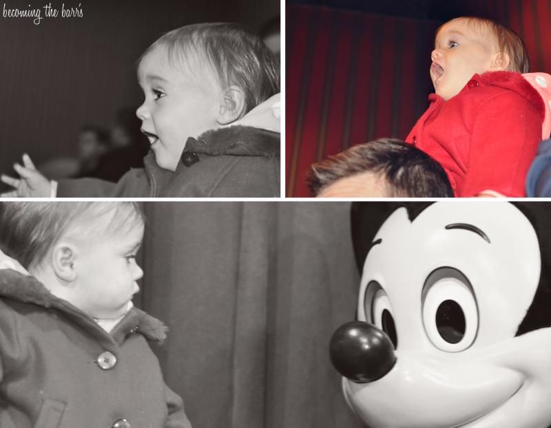 one year old meeting mickey mouse at disney world