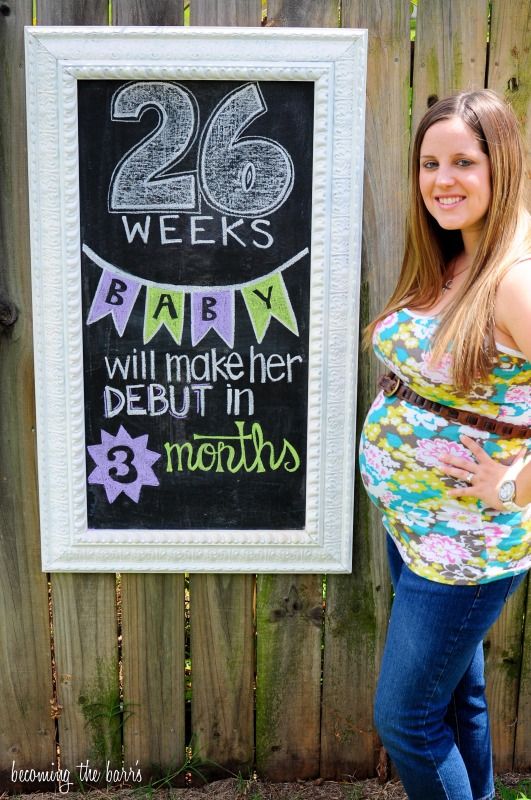 26 weeks pregnant chalkboard tracker; littlebabygarvin inspired 26 weeks