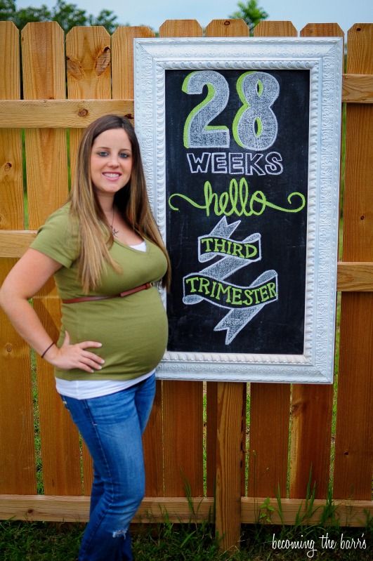 28 weeks pregnant chalkboard tracker; littlebabygarvin inspired 28 weeks