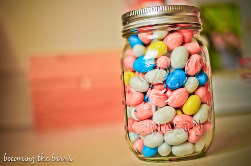 robin eggs in a mason jar