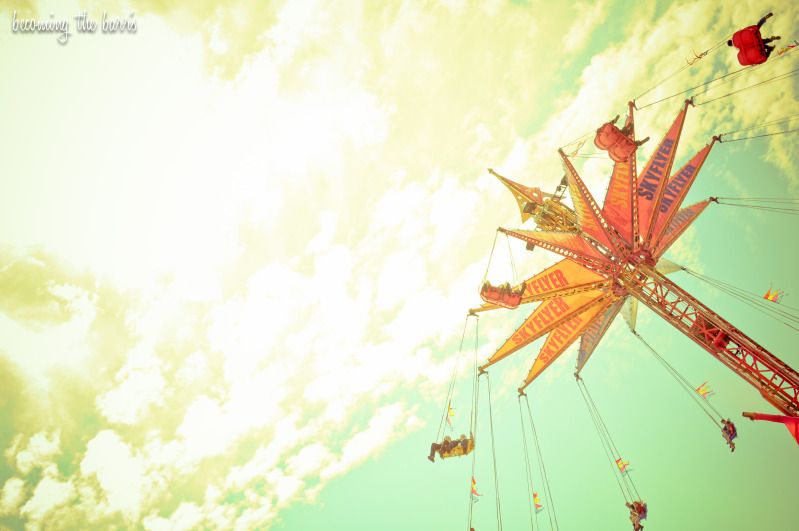 carnival swings ride in the sky