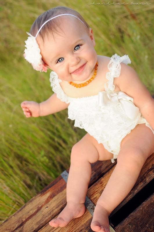 jacksonville fl baby photographer; 9 month old baby girl photo pose ideas rustic lace vintage headband